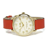 Coach Delancey Ivory Dial Orange Leather Strap Watch for Women - 14502719