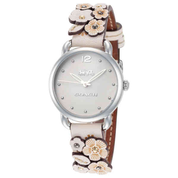 Coach Delancey White Dial Floral White Leather Strap Watch for Women - 14502760