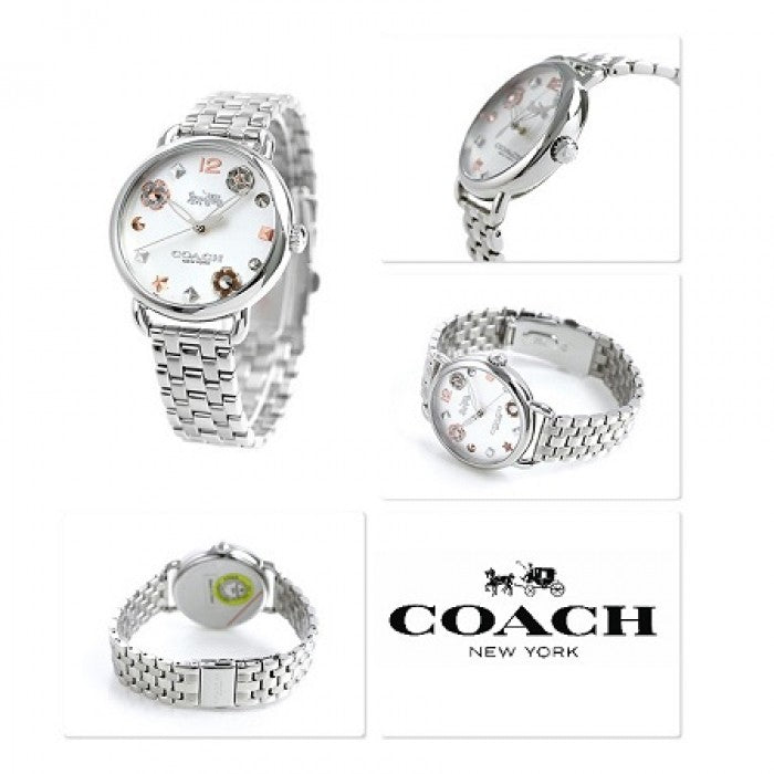 Coach Delancey White Dial Silver Steel Strap Watch for Women - 14502810
