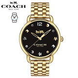 Coach Delancey Black Dial Gold Steel Strap Watch for Women - 14502813