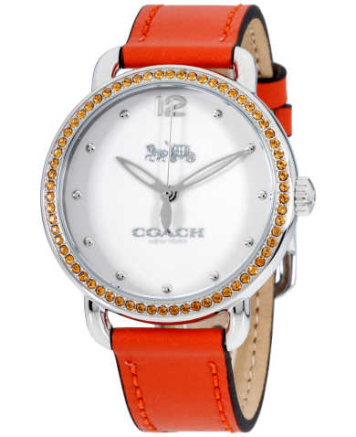 Coach Delancey White Dial Orange Leather Strap Watch for Women - 14502880