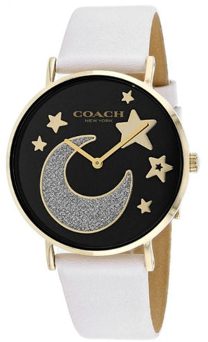 Coach Perry Black Dial White Leather Strap Watch for Women - 14503041