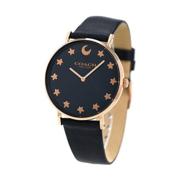 Coach Perry Navy Blue Dial Navy Blue Leather Strap Watch for Women