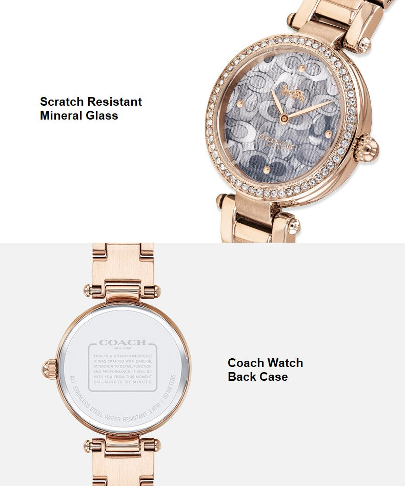 Coach Park Crystal Dial Rose Gold Steel Strap Watch for Women  - 14503226