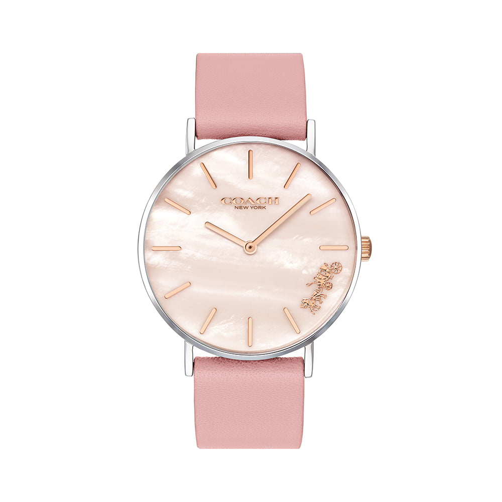 Coach Perry Mother of Pearl Dial Pink Leather Strap Watch for Women - 14503244