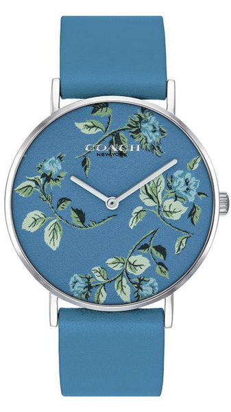Coach Perry Floral Blue Dial Blue Leather Strap Watch for Women display picture 1