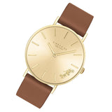 Coach Perry Gold Dial Brown Leather Strap Watch for Women - 14503331