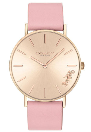 Coach Delancey Gold Dial Pink Leather Strap Watch for Women - 14503332