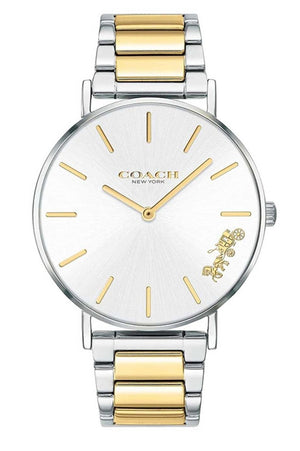 Coach Perry White Dial Two Tone Steel Strap Watch for Women - 14503347