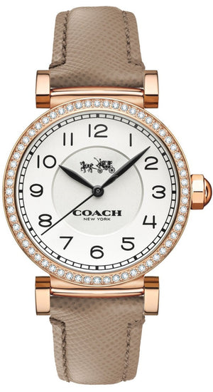 Coach Madison Diamonds White Dial Beige Leather Strap Watch for Women - 14503394