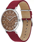 Coach Perry Coffee Brown Dial Red Leather Strap Watch for Women - 14503474