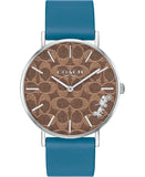Coach Perry Coffee Dial Blue Leather Strap Watch for Women - 14503475
