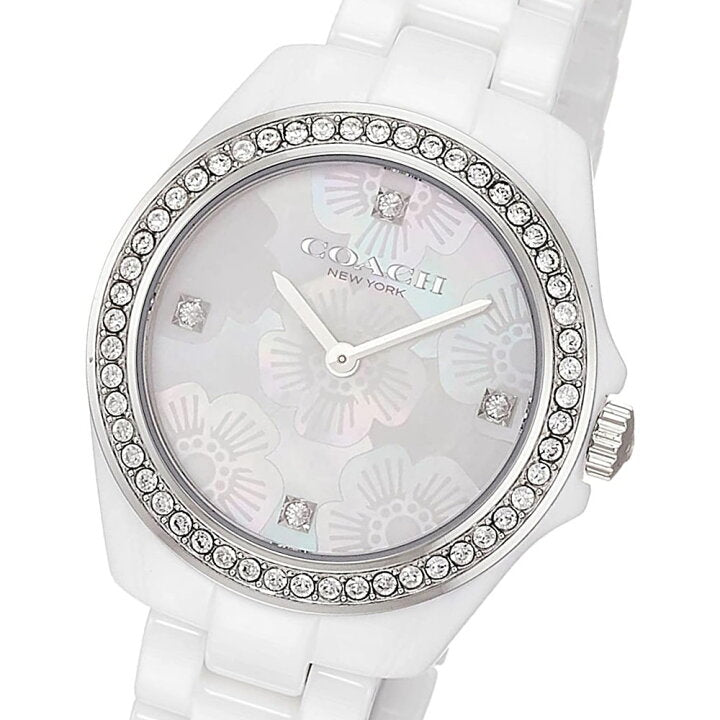 Coach Preston Mother of Pearl Dial White Steel Strap Watch for Women - 14503661