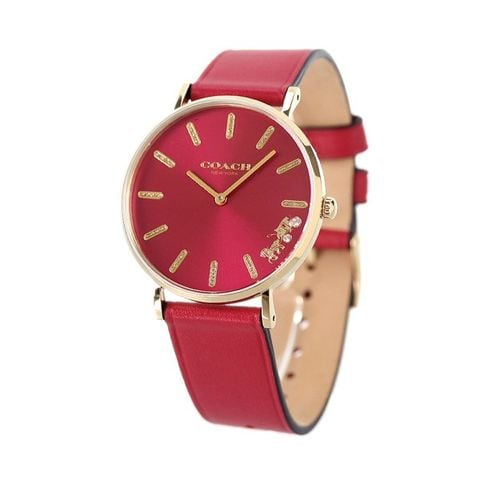 Coach Perry Red Dial Red Leather Strap Watch for Women - 14503852