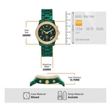 Michael Kors Runway Chronograph Green Dial Green Steel Strap Watch for Women - MK7422