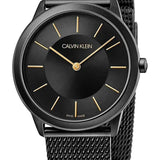 Calvin Klein Minimal Black Dial Black Steel Strap Watch For Men - K3M524Z1