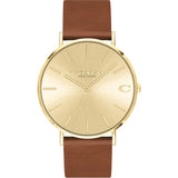 Coach Charles Gold Dial Brown Leather Strap Watch for Women - 14602433