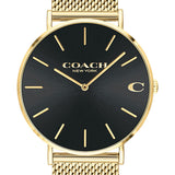 Coach Charles Black Dial Gold Mesh Bracelet Watch for Men - 14602440