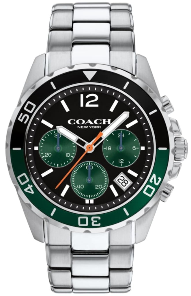 Coach Kent Green Dial Silver Steel Strap Watch for Men - 14602557