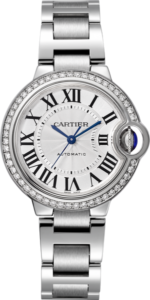 Cartier Ballon Bleu De Cartier Diamonds Silver Dial Silver Steel Strap Watch for Women - W4BB0023