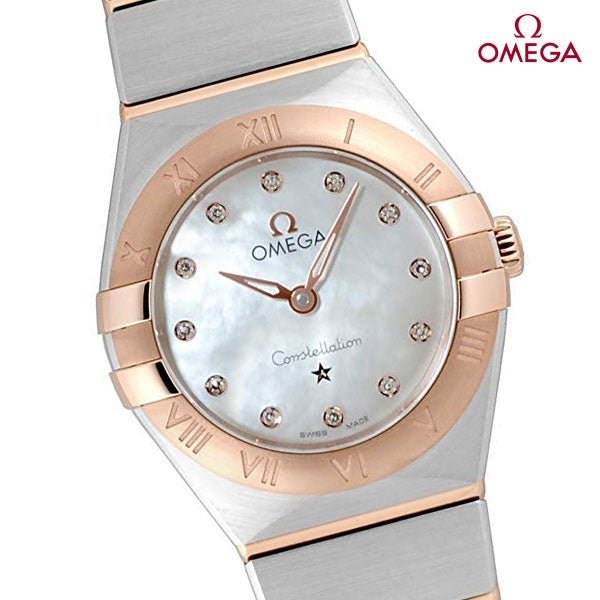 Omega Constellation Manhattan Quartz Diamonds Mother of Pearl Dial Two Tone Steel Strap Watch for Women - 131.20.25.60.55.001