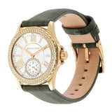 Michael Kors Mini Everest Crystals White Dial Green Leather Strap Watch for Women - MK4720