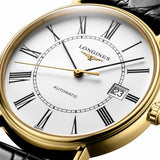 Longines Presence 25.5mm Automatic White Dial Black Leather Strap Watch untuk Wanita - L4.921.2.11.2
