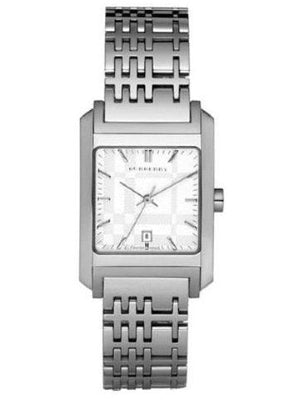Burberry Nova Check Square White Dial Silver Steel Strap  display picture 1