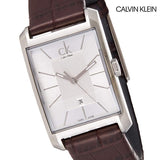 Calvin Klein Window Silver Dial Brown Leather Strap Watch for Women - K2M23126