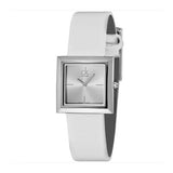 Calvin Klein Mark Silver Dial White Leather Strap Watch for Women - K3R231L6