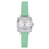 Tissot T Lady Lovely Square Silver Dial Light Green Leather Strap Watch for Women - T058.109.16.031.01