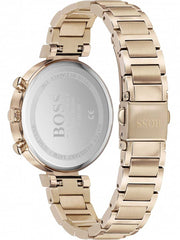 Hugo Boss Flawless Chronograph Silver Dial Rose Gold Steel Strap Watch for Women -1502531