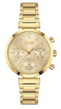 Hugo Boss Flawless Chronograph Gold Dial Gold Steel Strap Watch for Women - 1502532