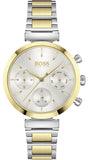 Hugo Boss Flawless Chronograph Silver Dial Two Tone Steel Strap Watch for Women - 1502550