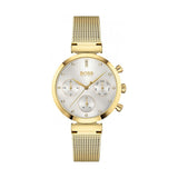 Hugo Boss Flawless White Dial Gold Mesh Bracelet Watch for Women - 1502552