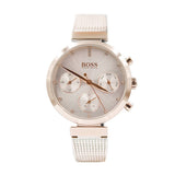 Hugo Boss Flawless Chronograph Silver Dial Gold Mesh Bracelet Watch for Women - 1502553