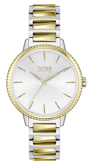 Hugo Boss Signature Silver Dial Two Tone Steel Strap Watch for Women - 1502568