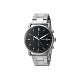 Fossil The Commuter Black Dial Silver Steel Strap Watch for Men - FS5399