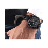 Tommy Hilfiger Alden Chronograph Black Dial Black Leather Strap Watch for Men - 1791310