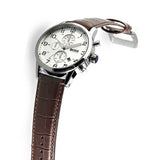 Hugo Boss Aeroliner Chronoraph White Dial Brown Leather Strap Watch For Men - HB1512447