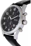 Hugo Boss Aeroliner Chronograph Quartz Black Dial Black Leather Strap Watch For Men - HB1512448