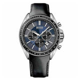 Hugo Boss Driver Sport Chronograph Blue Dial Black Leather Strap Watch for Men - 1513077