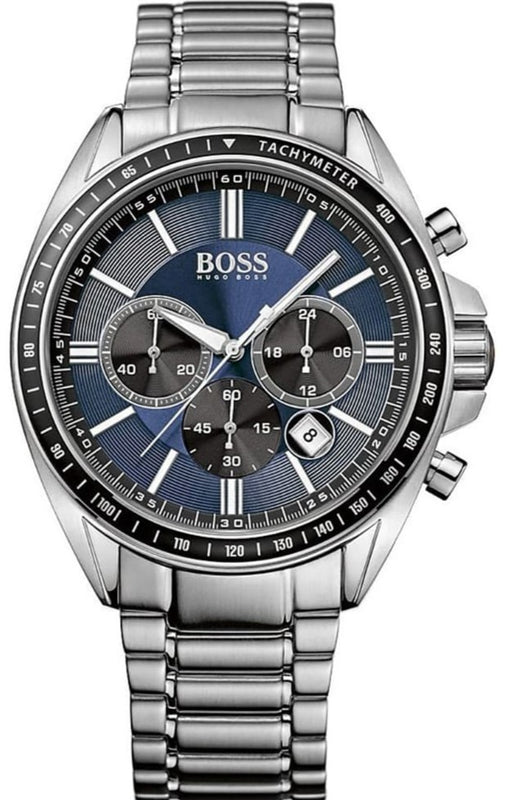Hugo Boss Chronograph Driver Blue Dial Silver Steel Strap Watch for Men - 1513081