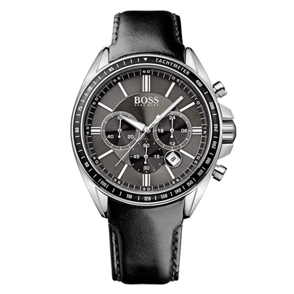 Hugo Boss Contemporary Sport Driver Black Dial Black Leather Strap Watch for Men - 1513085