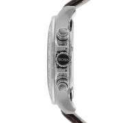 Hugo Boss Ikon Chronograph White Dial Brown Leather Strap Watch for Men - 1513175