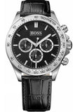 Hugo Boss Ikon Black Dial Black Leather Strap Watch for Men - 1513178