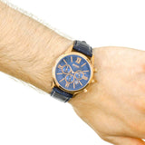 Hugo Boss Ambassador Chronograph Blue Dial Blue Leather Strap Watch For Men - HB1513320