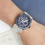 Hugo Boss Supernova Chronograph Blue Dial Silver Steel Strap Watch for Men - 1513360
