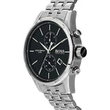 Hugo Boss Jet Black Dial Silver Steel Strap Watch for Men - 1513383