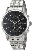 Hugo Boss Jet Black Dial Silver Steel Strap Watch for Men - 1513383